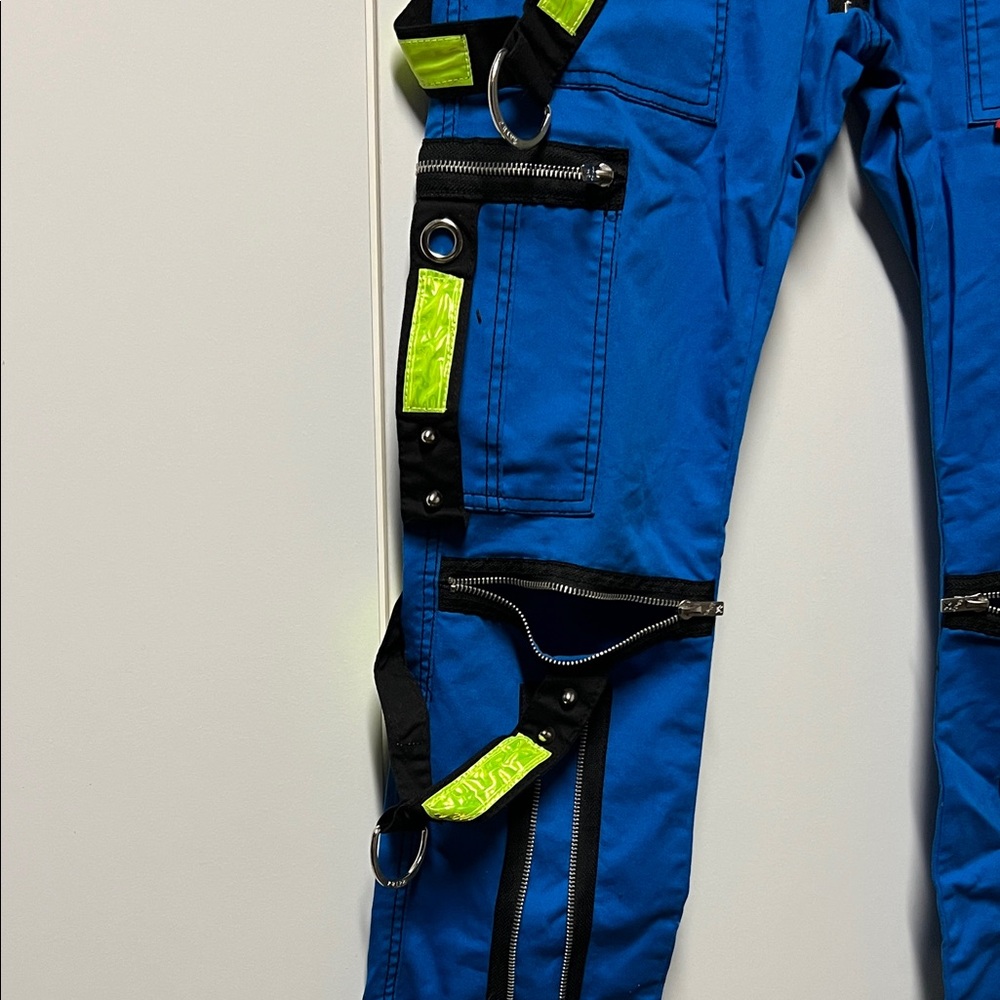Tripp NYC Blue Cargo Pants with Neon and Black Accents - Picture 6 of 10